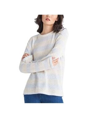 Black Tape Open Stitch Striped Oversized Boxy Crewneck Sweater